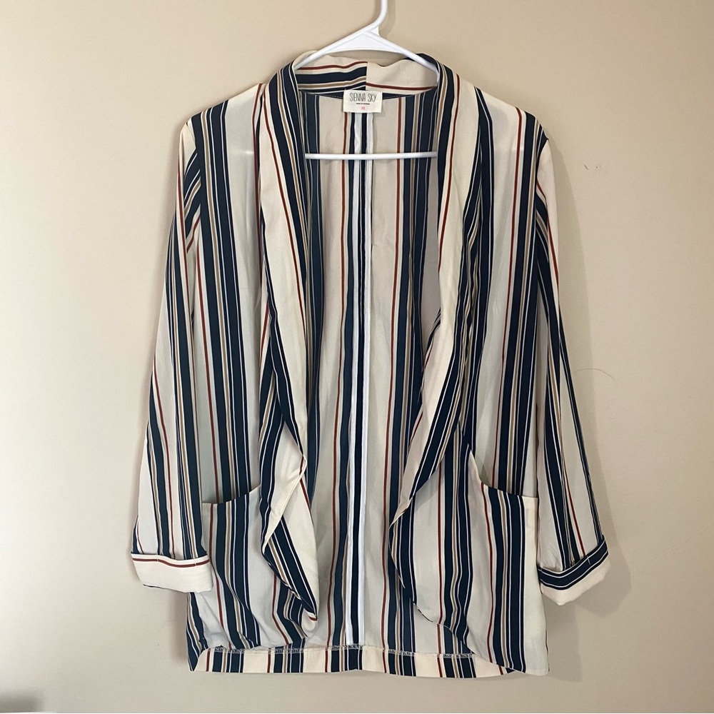 Sienna Sky Multicolor Striped Open Front Blazer